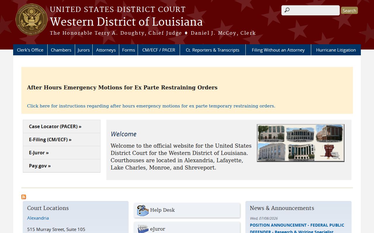 Western District of Louisiana federal court website