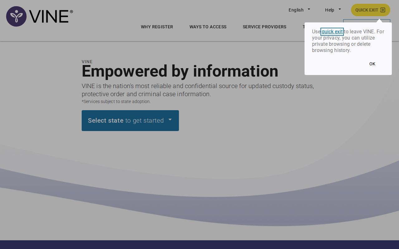 LA VINE custody search interface