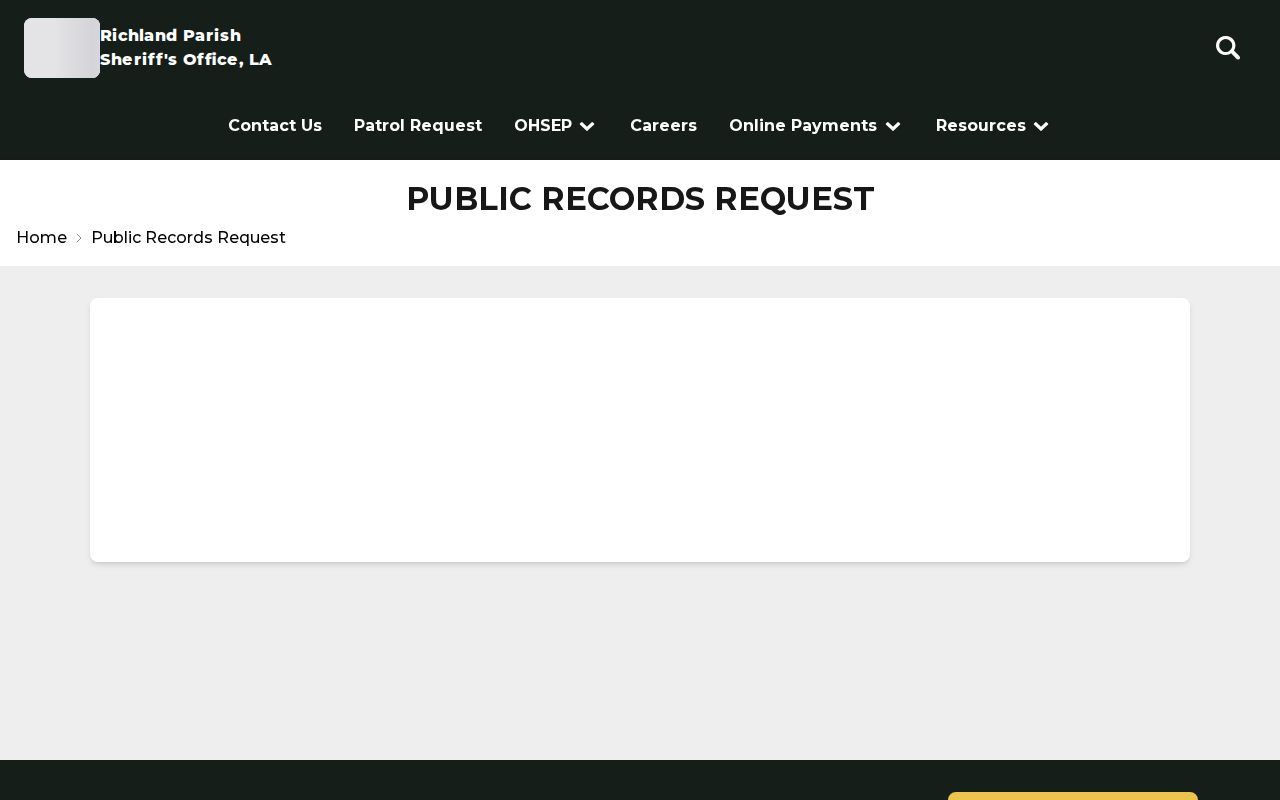 Richland Parish Sheriff public records request page