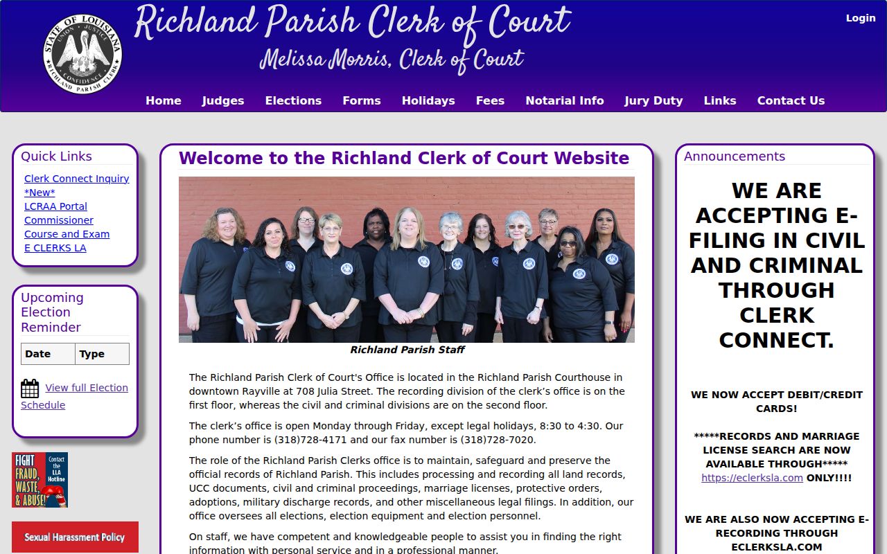 Richland Parish Clerk of Court official website