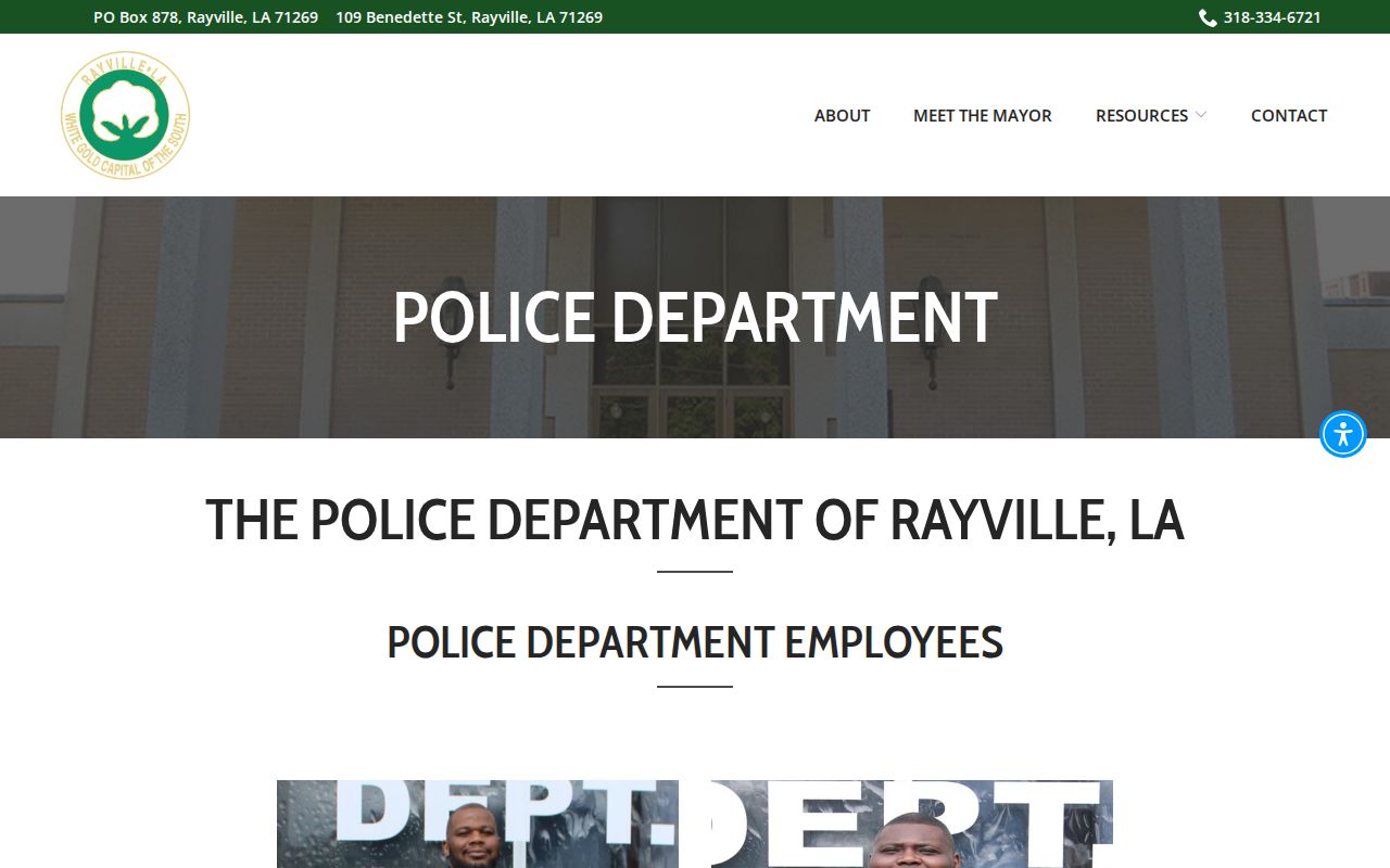 Official Rayville Police Department contact page